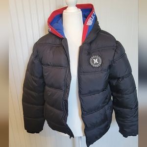 Hurley, boys size xl, black, red and blue, coat. Worn once.